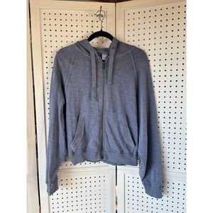 Victoria's Secret PINK Women's Cropped Cotton Zip-Up Hoodie Blue Size Medium